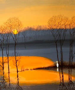 Egret at dusk