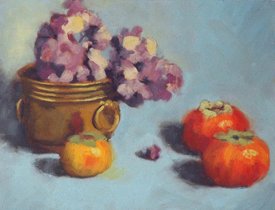 Persimmons and Hydrangea