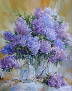 Lilacs and the glass bottle