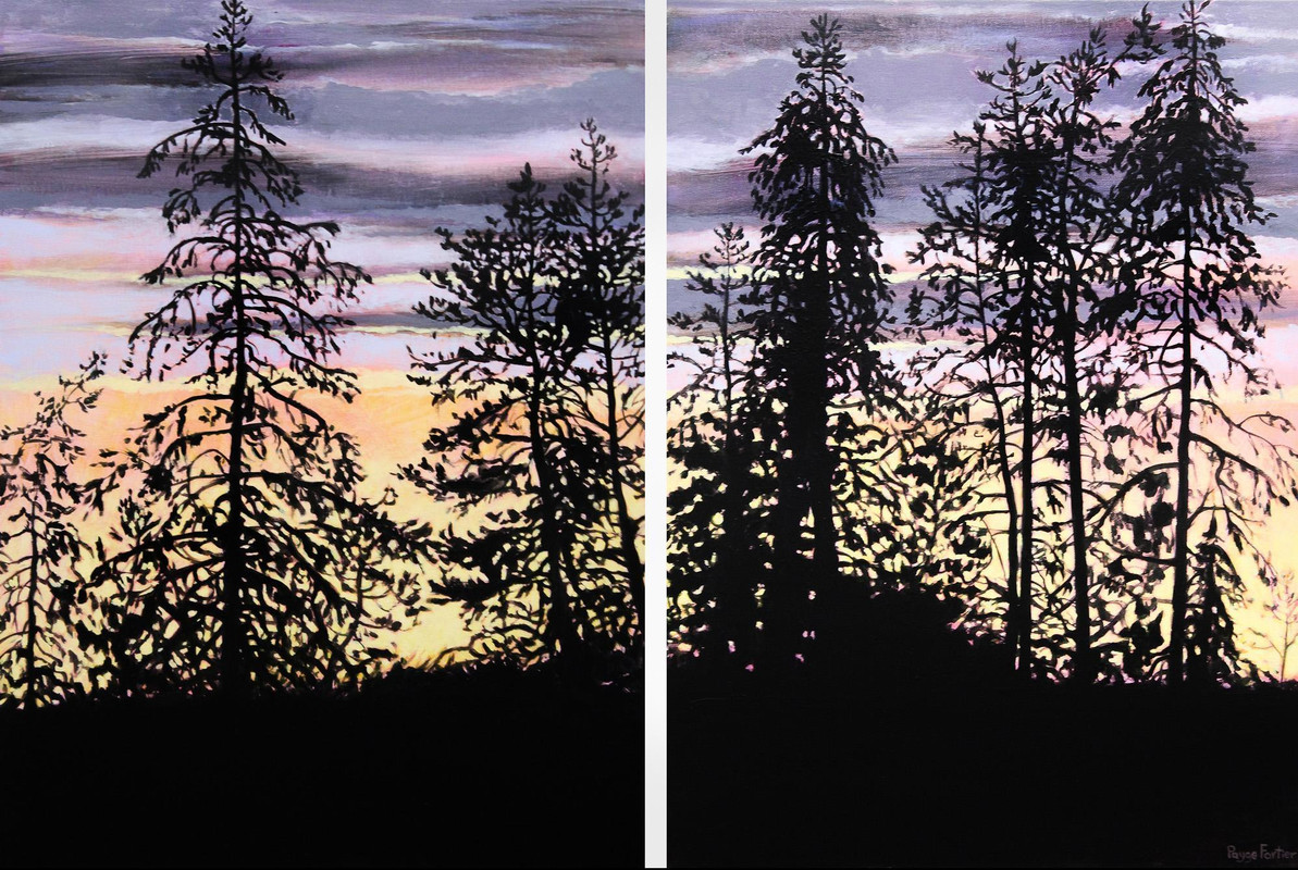 Pine silhouette diptych