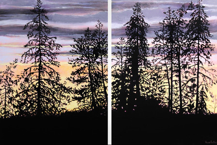 Pine silhouette diptych