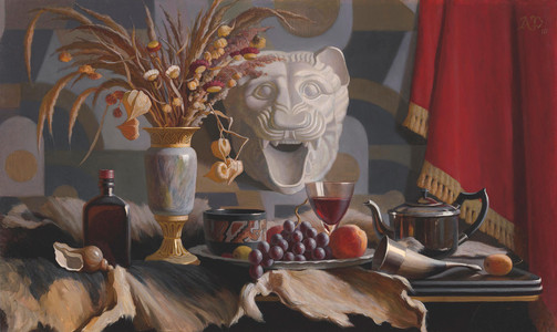 Still life with lion mask