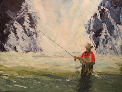 Fisherman at Waterton Falls