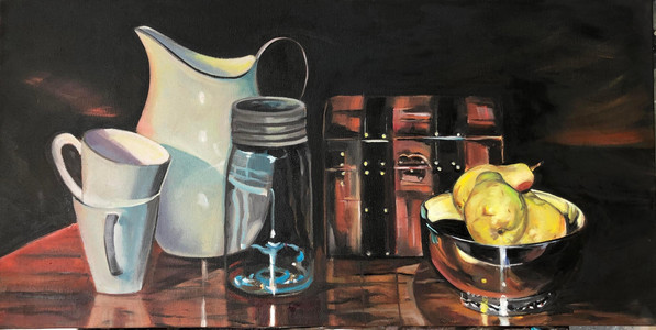 Mason Jar with Cups & Pears