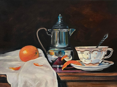 Still Life with Silver and Orange Peels