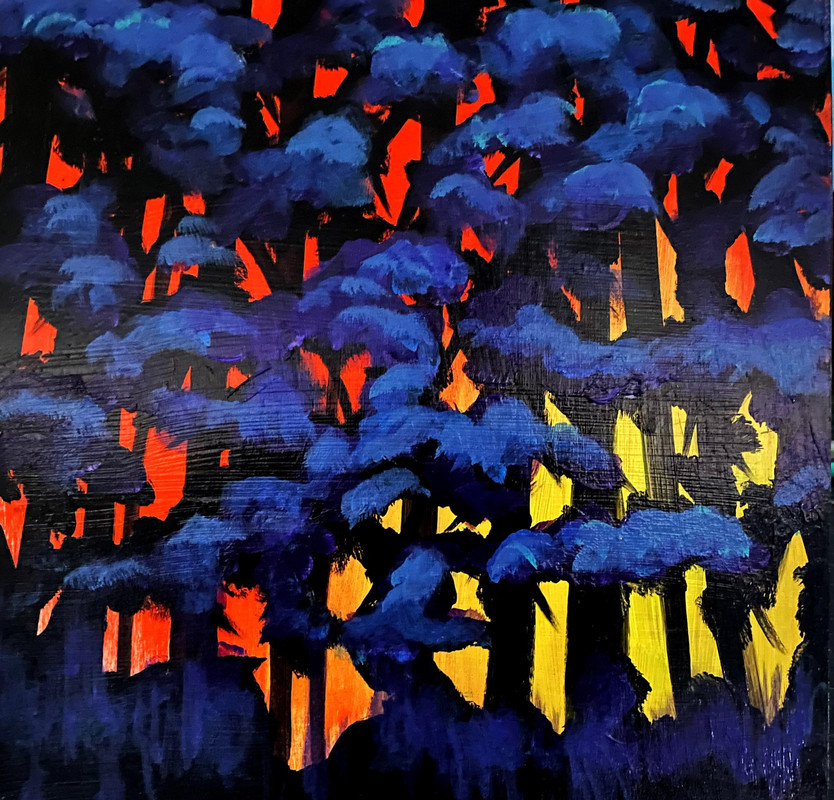 red trees