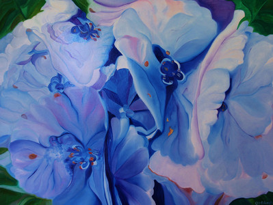 A Blue Conversation Between Hydrangeas