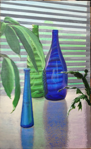 Blue Bottles with Blinds