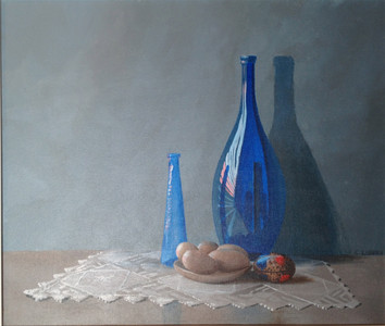 Blue Bottles with Eggs