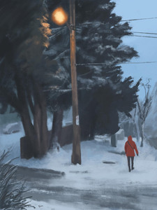 Snowy Street Corner