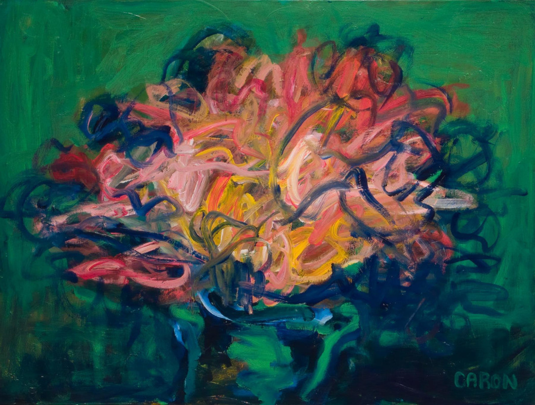 Flowers in  Green Vase