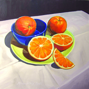 Oranges and Blue Bowl