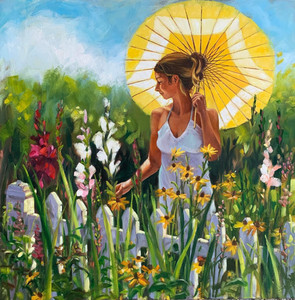 Yellow Parasol Garden Girl