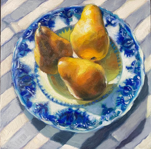 Three Pears Blue Plate Quartet #2