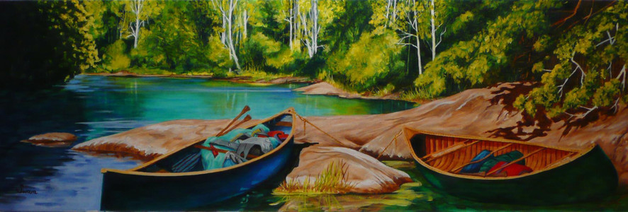 Eagle River Resting Canoes