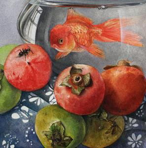 Persimmons and goldfish
