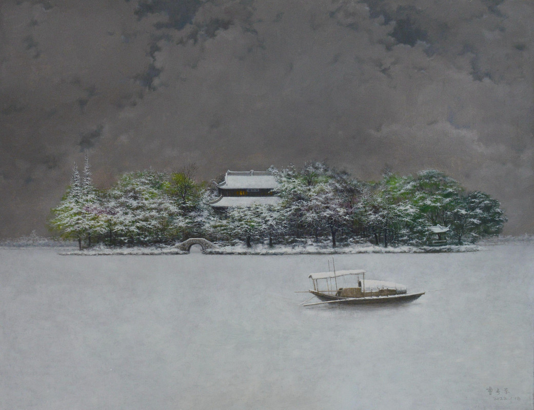 Snowy Night on South Lake