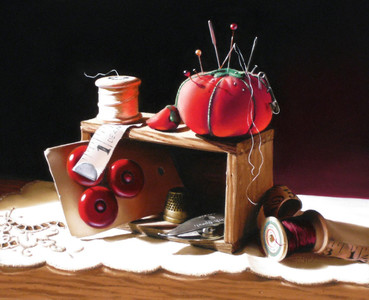 Sewing Box in Reds