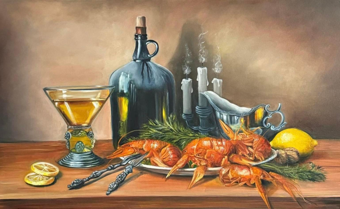 Still Life with Wine and Crayfish