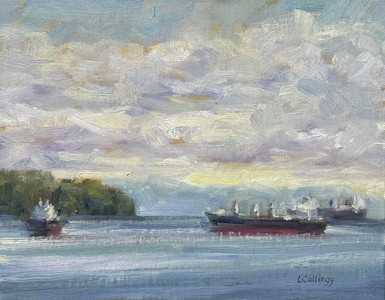 Waiting Cargo Ships