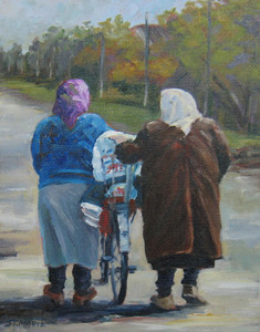 Two Babushka Women with Bike